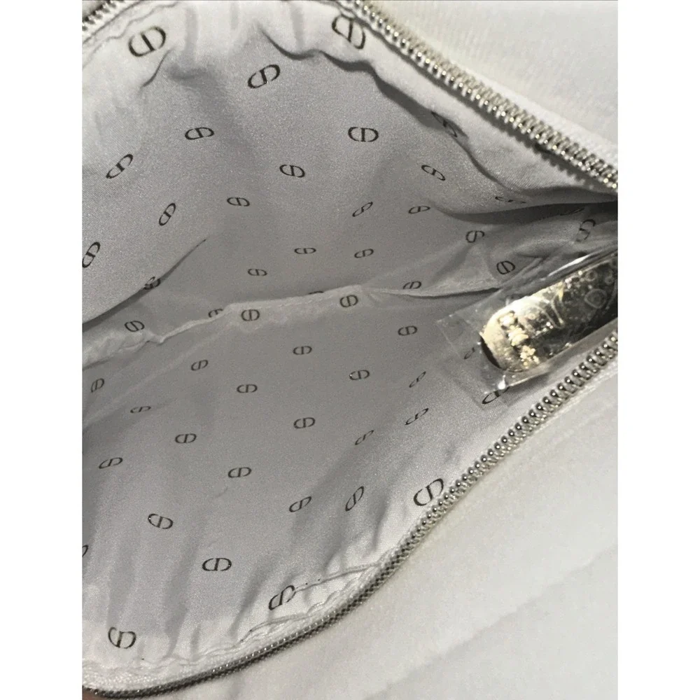 Dior Beauty Parfums Lot Of 2 Pouches Limited White Gold & Drawstring Embroidered